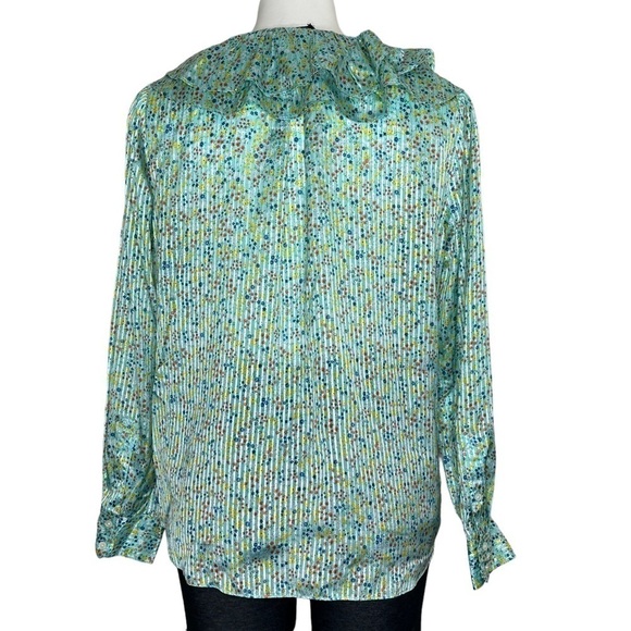 J. Crew Ruffle Top In Field Day Print Aqua Small Ditsy Floral Mint medium - Picture 3 of 8